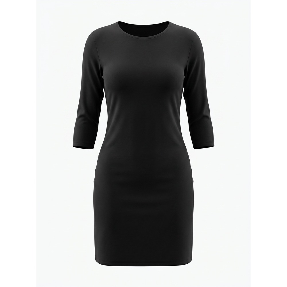 Effortless Style‎ by Citiknits Black 3/4 Sleeve Knit Sheath Dress XS A210449